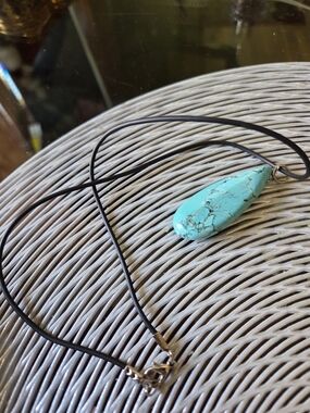 Genuine Turquoise 12g/60ct/Natural Spiderweb Turquoise Pendant with Pyrite